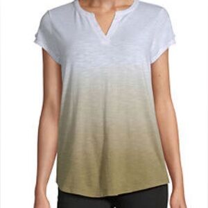Liz Claiborne White and Olive Short Sleeve Tee
